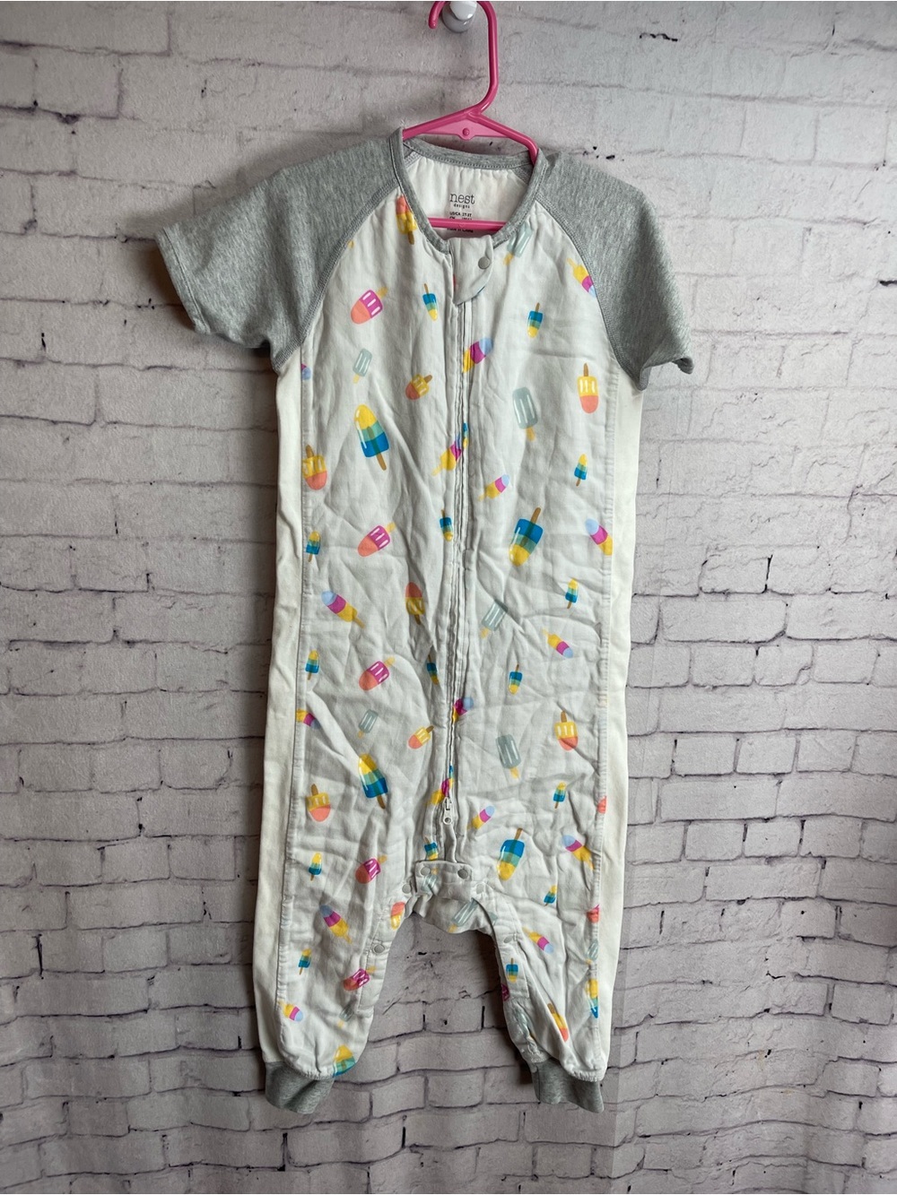 Nest designs size 2-3T Bamboo Raglan Short Sleeve Footed Sleep Bag 0.6 TOG